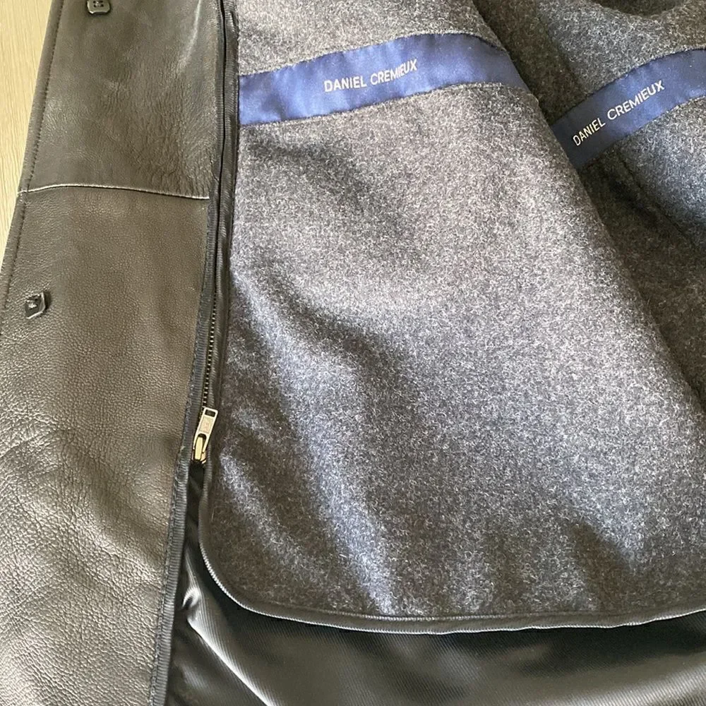 Daniel Cremieux Men’s Black Genuine Lamb Skin Leather Jacket Wool Lining Size L